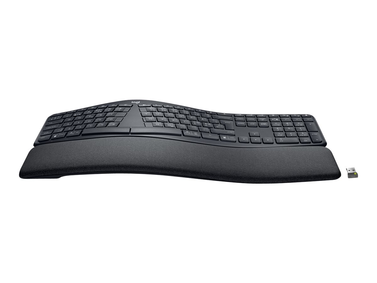 Logitech Ergo Series ERGO K860 for Business - Teclado - full size - sem fios - 2.4 GHz, Bluetooth 5.0 LE - QWERTY - Pan-Nórdico - grafite