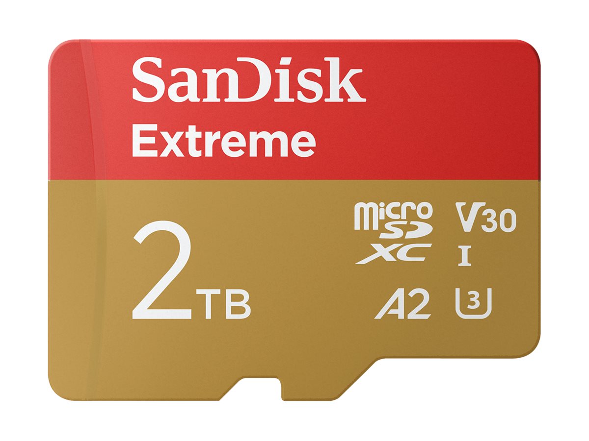 SanDisk Extreme - Cartão de memória flash (adaptador microSDHC a SD Incluído) - 2 TB - A2 / Video Class V30 / UHS-I U3 - microSDXC UHS-I