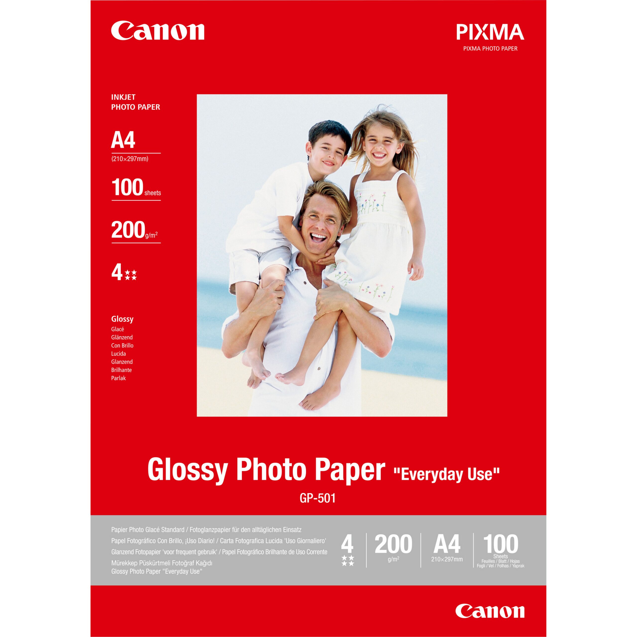 Canon GP-501 - Brilhante - A4 (210 x 297 mm) - 200 g/m² - 100 folha(s) papel fotográfico - para PIXMA iP90, MG2555, mini260, MP180, MP490, MP510, MP550, MP560, MP960, MX330, TS7450
