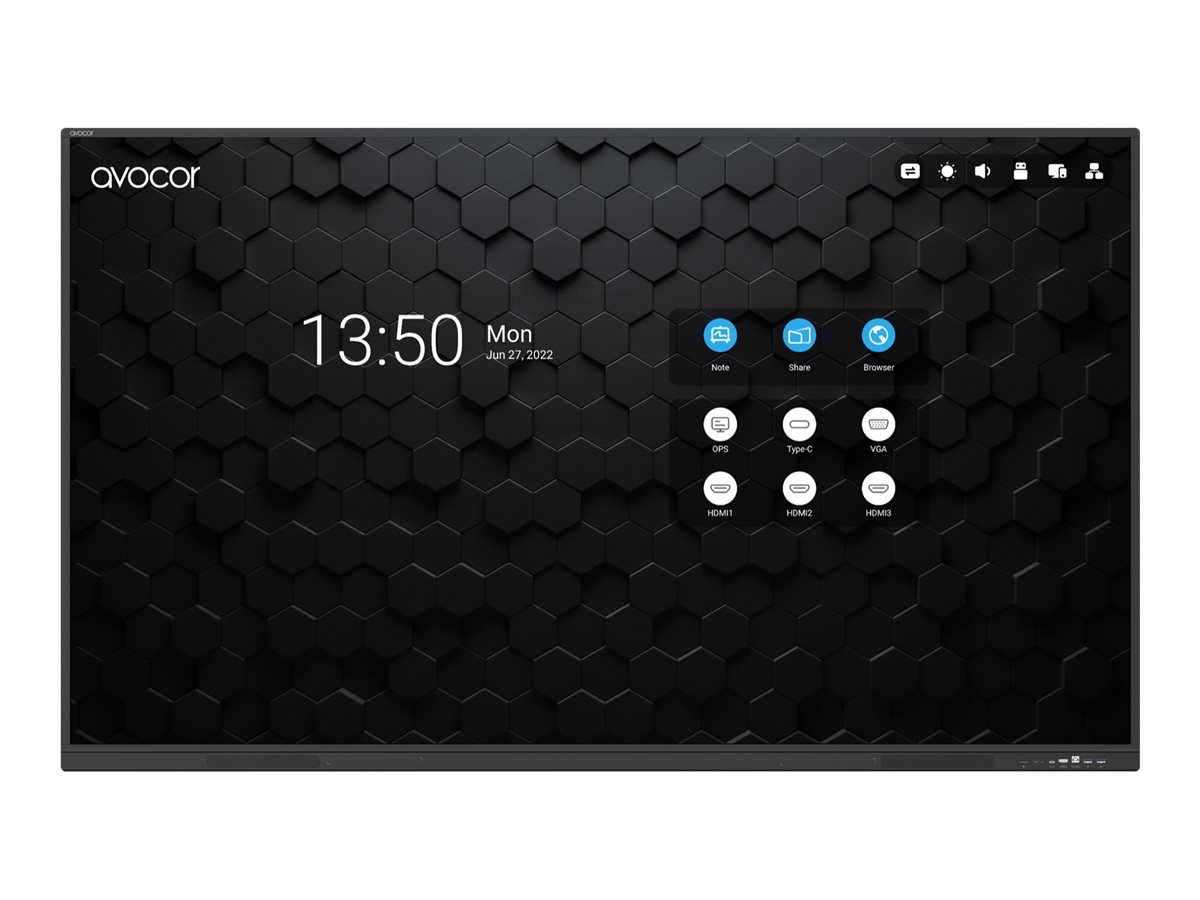 Avocor AVS-7510E - 75" Classe Diagonal S Series ecrã LCD com luz de fundo LED - interativa - com ecrã tátil (multi-touch) - Android - 4K UHD (2160p) 3840 x 2160 - LED de iluminação directa