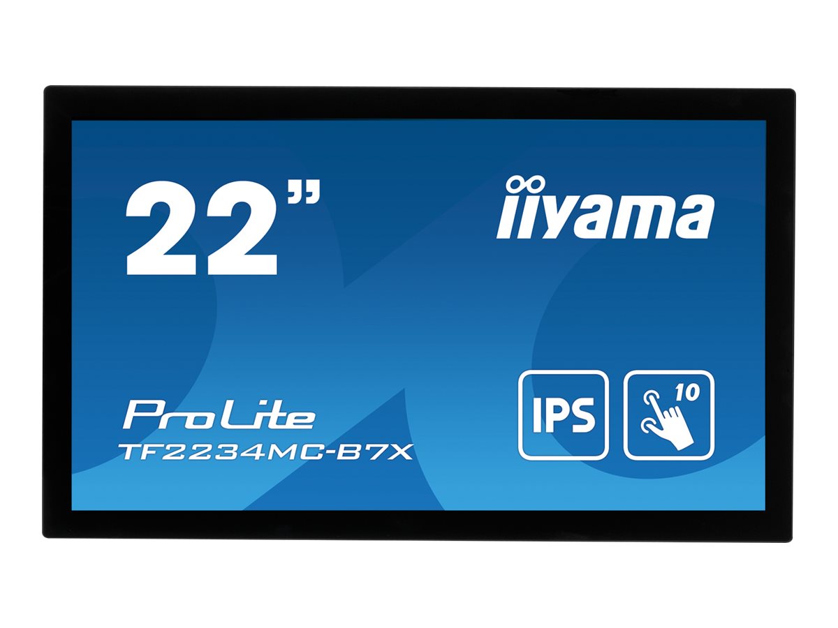 iiyama ProLite TF2234MC-B7X - Monitor LED - 22" (21.5" visível) - moldura aberta - ecrã de toque - 1920 x 1080 Full HD (1080p) @ 60 Hz - IPS - 350 cd/m² - 1000:1 - 8 ms - HDMI, VGA, DisplayPort - preto