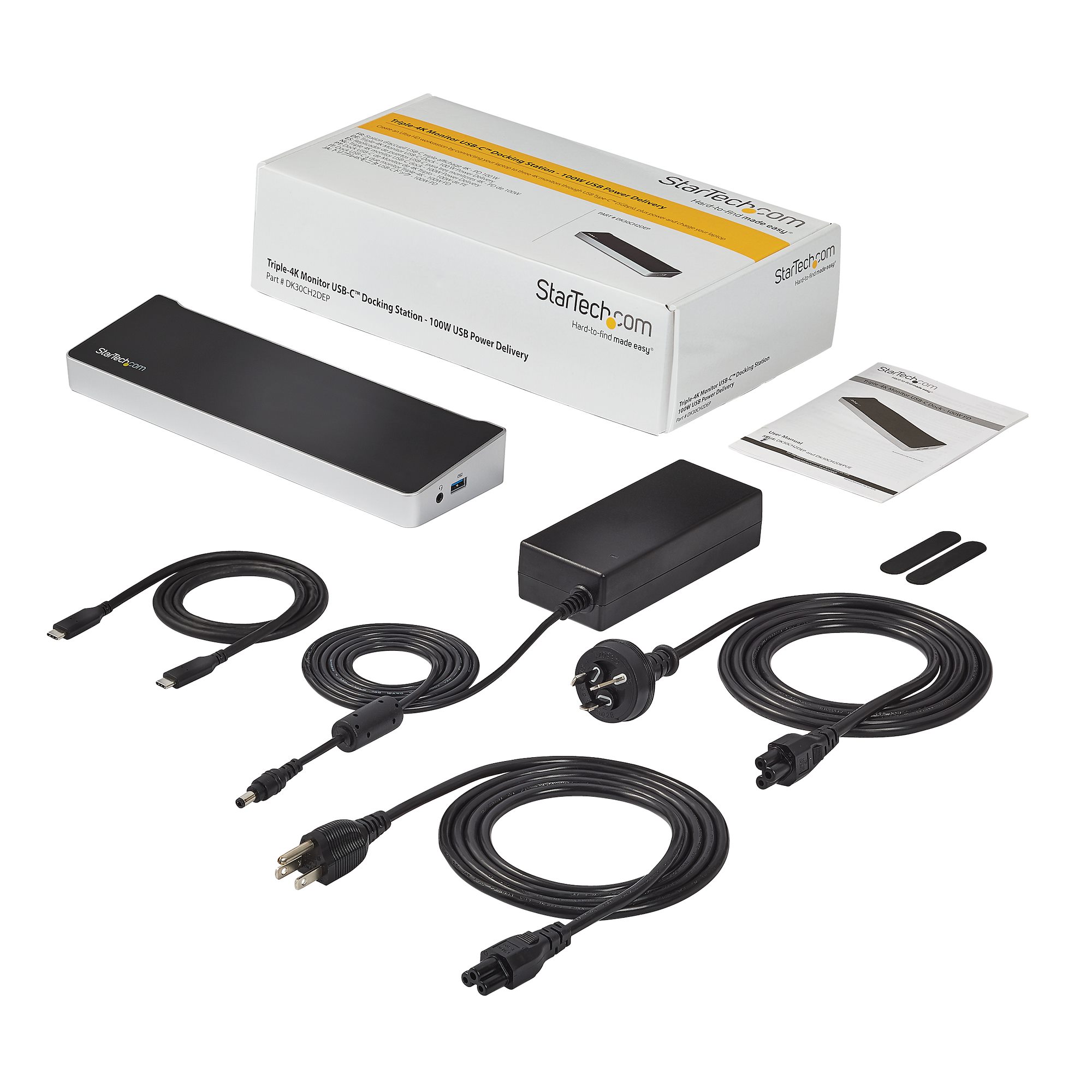 StarTech.com USB-C Dock, 4K Triple Monitor USB Type-C Docking Station with Dual DisplayPort & HDMI, 100W Power Delivery + Charging, USB 3.0/3.1 Gen 1 Hub (1x USB-C + 4x USB-A) w/ Ethernet - 100W PD Laptop Dock (DK30CH2DEPUE) - Estação de engate - USB - Image 7