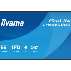 iiyama ProLite LH5564UHS-B1AG - 55" Classe Diagonal (54.6" visível) ecrã LCD com luz de fundo LED - sinalização digital - com leitor multimédia SoC incorporado - 4K UHD (2160p) 3840 x 2160 - moldura preta com acabamento mate