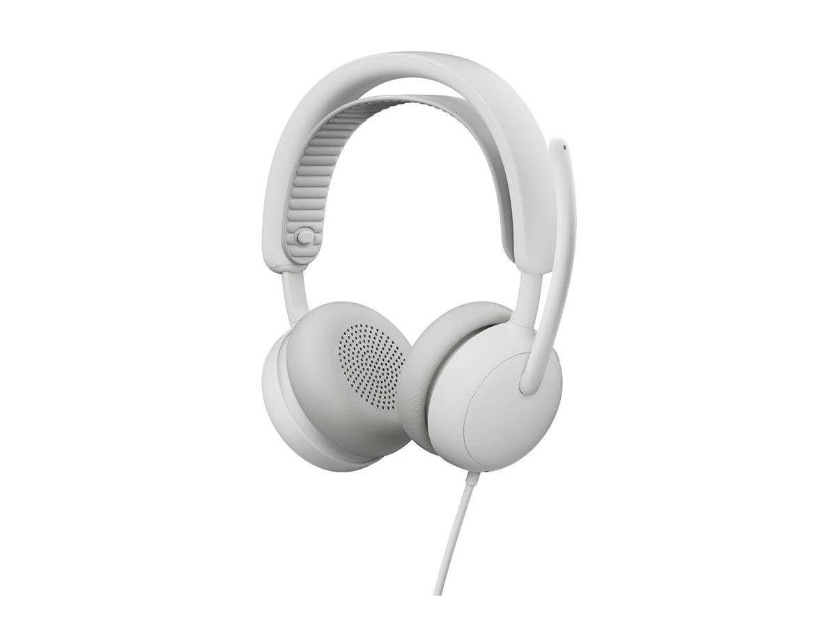 Logitech Zone Wired 2 for Business - Auscultadores - no ouvido - com cabo - cancelamento de ruído activo - branco sujo - Certificado para Microsoft Teams