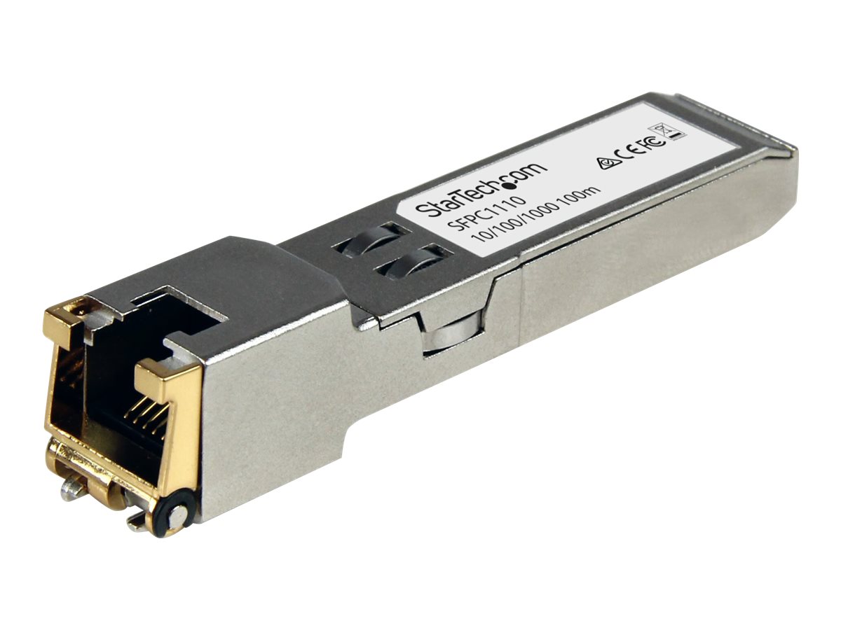 StarTech.com Cisco SFP-GE-T Compatible SFP Module, 1000BASE-T, SFP to RJ45 Cat6/Cat5e, 10/100/1000 Mbps, RJ-45 (Copper) 100m, Cisco IE3400, IE3300, IE3200, 1000MbE Mini GBIC Transceiver - Lifetime Warranty (SFPC1110) - Módulo de transceptor SFP (mini