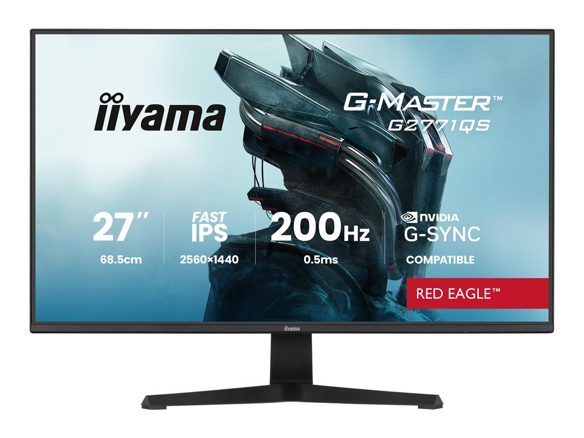 iiyama G-MASTER Red Eagle G2771QS-B1 - Monitor LED - gaming - 27" - 2560 x 1440 WQHD @ 200 Hz - Fast IPS - 350 cd/m² - 1200:1 - 0.2 ms - HDMI, DisplayPort - altifalantes - preto, mate