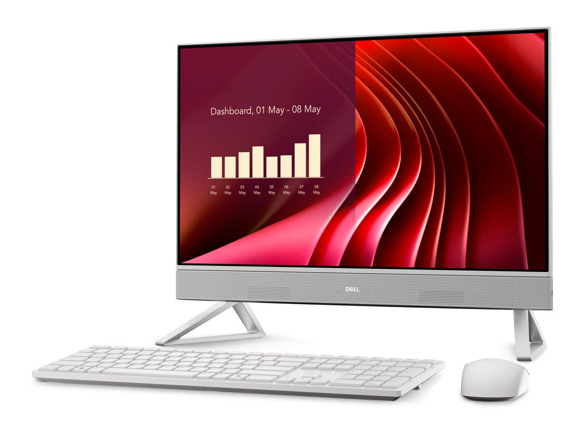 Dell 24 All-in-One EC24250 - All-in-one Core 7 150U / até 5.4 GHz - RAM 16 GB - SSD 512 GB - NVMe - Intel Graphics - Gigabit Ethernet, Bluetooth, IEEE 802.11ax (Wi-Fi 6E) - Win 11 Pro - monitor: LED 23.8" 1920 x 1080 (Full HD) @ 100 Hz - branco-pérol