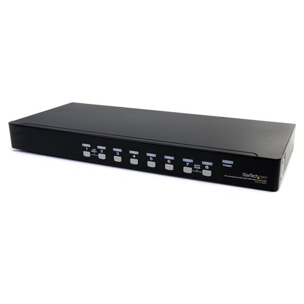 StarTech.com 8 Port VGA KVM Switch - 1U Rack Mount - USB VGA KVM Switch with Audio - 1920 x 1440 @60hz - KVM Video Switch (SV831DUSBAU) - Chave de KVM / áudio - 8 x KVM / áudio - 1 utilizador local - desktop - para P/N: RK3236BKF, RK4236BKB, RK4242BK
