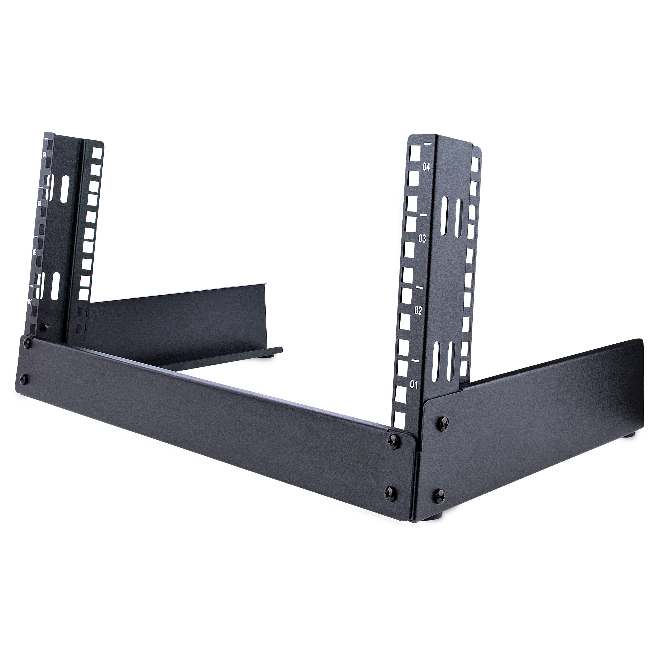 StarTech.com 4U 19" Desktop Open Frame Rack, 2 Post Free-Standing Network Rack Switch Depth for Patch Panel/Data/AV/IT/Communication/Studio/Computer Equipment 66lb Cap. w/ Cage Nuts/Screws - 4U 2-Post Desktop Rack (RK4OD) - Gabinete estrutura aberta