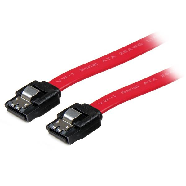 StarTech.com 12in Latching SATA Cable - SATA cable - Serial ATA 150/300/600 - SATA (R) to SATA (R) - 1 ft - latched - red - LSATA12 - Cabo SATA - Serial ATA 150/300/600 - SATA (R) para SATA (R) - 30 cm - travada - vermelho - para P/N: 10P6G-PCIE-SATA