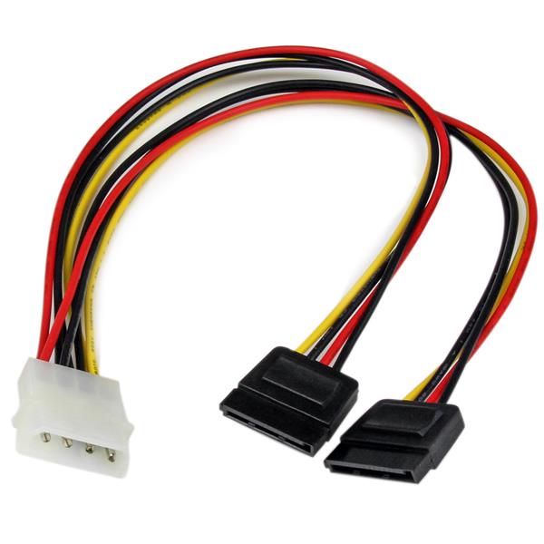 StarTech.com 12in LP4 to 2x SATA Power Y Cable Adapter - Molex to to Dual SATA Power Adapter Splitter - Adaptador de alimentação - 4 PIN potência interna (M) para SATA de alimentação (F) - para P/N: BRACKET125PTP, HSB13SATSASB, HSB1SATSASBA, HSB1SATS