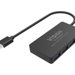 USB 3.0 4 port hub - 4 x USB 3.0 ports - 5 gbps - 30 cm cable - black