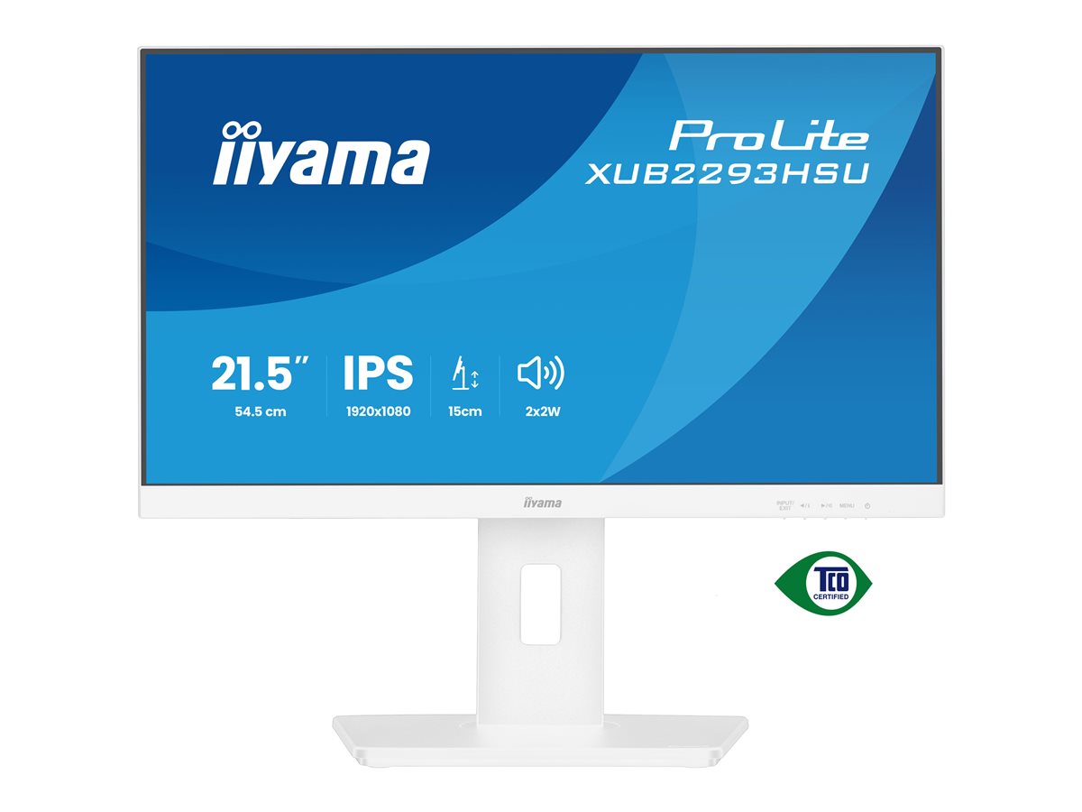 iiyama ProLite XUB2293HSU-W7 - Monitor LED - 22" (21.5" visível) - 1920 x 1080 Full HD (1080p) @ 100 Hz - IPS - 250 cd/m² - 1000:1 - 1 ms - HDMI, DisplayPort - altifalantes - branco, mate