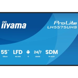 iiyama ProLite LH5575UHS-B2AG - 55" Classe Diagonal (54.6" visível) ecrã LCD com luz de fundo LED - sinalização digital - com leitor multimédia incorporado, PC com ranhura SDM - 4K UHD (2160p) 3840 x 2160 - preto ( (bisel), acabamento mate