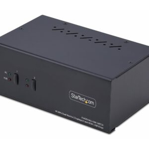 StarTech.com 2-Port Dual-Monitor DisplayPort en HDMI KVM Switch, 4K 60Hz - Chave de KVM / áudio / USB - 2 x KVM / áudio / USB - 1 utilizador local - desktop - Compatível com TAA