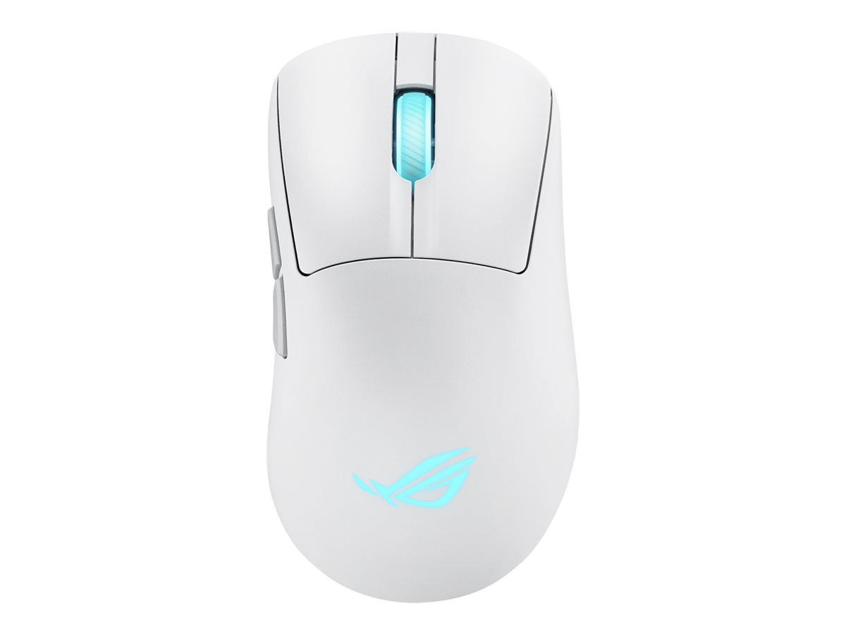 ASUS ROG Keris II Origin - Rato - ergonómico - óptico - 7 botões - sem fios, com cabo - 2.4 GHz, USB 2.0, Bluetooth 5.1 - recetor sem fios USB ROG Omni - branco luar