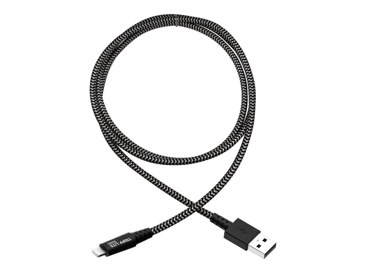 Eaton Tripp Lite Series Heavy-Duty USB-A to Lightning Sync/Charge Cable, MFi Certified - M/M, USB 2.0, 3 ft. (0.91 m) - Cabo Lightning - USB macho para Lightning macho - 90 cm - preto, branco - Image 2