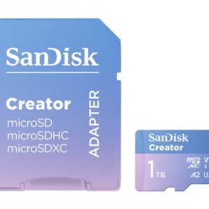SanDisk Creator - Cartão de memória flash (adaptador microSDXC para SD Incluído) - 1 TB - A2 / Video Class V30 / UHS-I U3 - microSDXC UHS-I