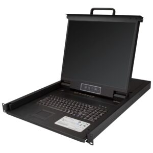StarTech.com 8 Port Rackmount KVM Console with 6ft Cables, Integrated KVM Switch with 19" LCD Monitor, Fully Featured 1U LCD KVM Drawer- OSD KVM, Durable 50,000 MTBF, USB + VGA Support - 19in. LCD KVM Console (RKCONS1908K) - Consola KVM Com chave KVM