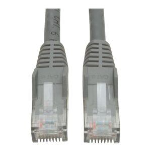 Eaton Tripp Lite Series Cat6 Gigabit Snagless Molded (UTP) Ethernet Cable (RJ45 M/M), PoE, Gray, 10 ft. (3.05 m) - Cabo patch - RJ-45 (M) para RJ-45 (M) - 3 m - PTNB - CAT 6 - moldado, sem nós, entrançado - cinza