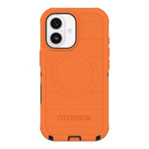 OtterBox Defender Series Pro - Tampa posterior para telemóvel - resistente - compatibilidade MagSafe - policarbonato, elastómero termoplástico (TPE), silicone, espuma visco-elástica - alta visibilidade (preto/laranja) - para Apple iPhone 17