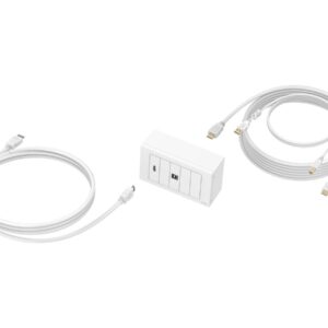 Modular AV faceplate and cable package - 5 metre cables - 4k at 60 hz - simple pack for installing touch panel display or projector - includes UK double-gang backbox and double-gang surround that accommodates five modules - modules included: 1 x HDMI