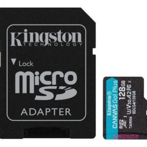 Kingston Canvas Go! Plus - Cartão de memória flash (adaptador microSDXC para SD Incluído) - 128 GB - A2 / Video Class V30 / UHS-I U3 / Class10 - microSDXC UHS-I