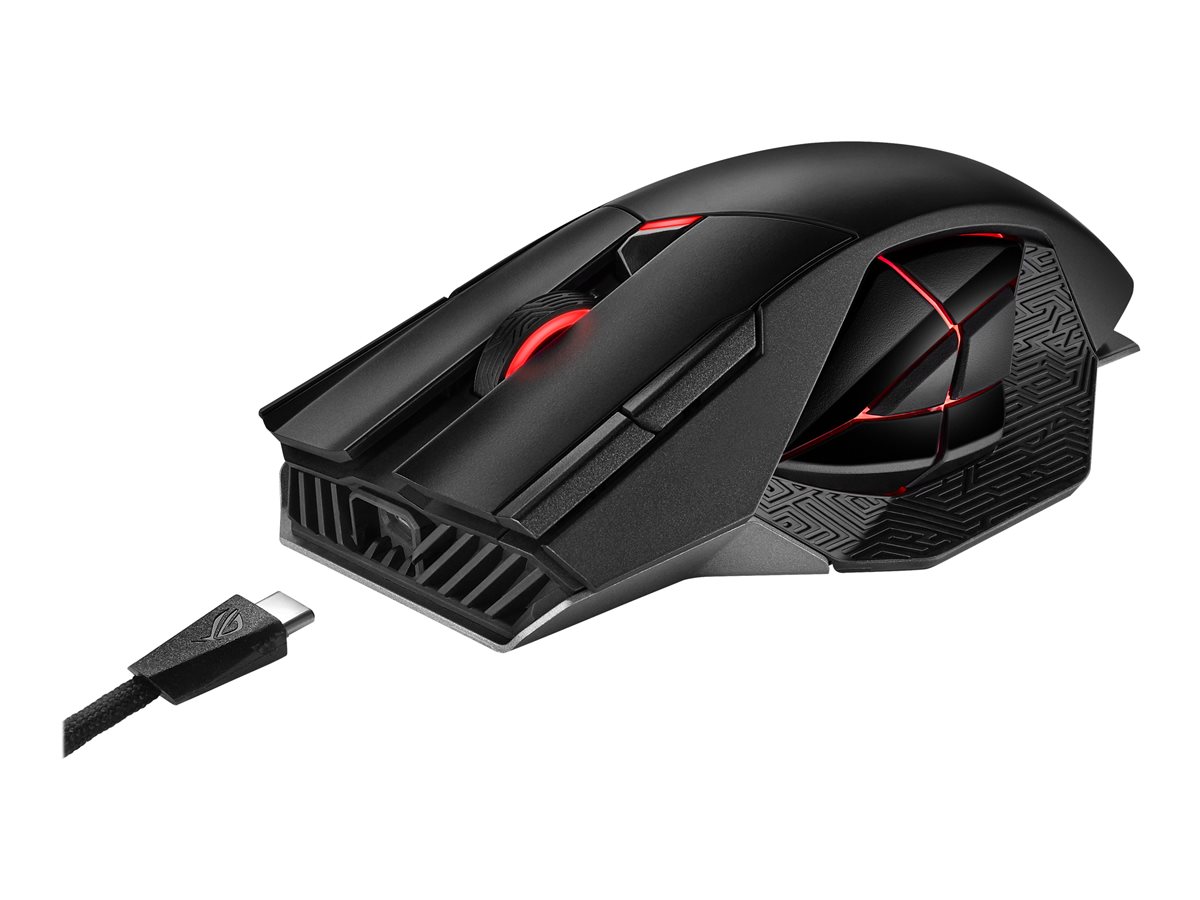 ASUS ROG Spatha X - Rato - para direita - óptico - 12 botões - sem fios, com cabo - USB, 2.4 GHz - preto