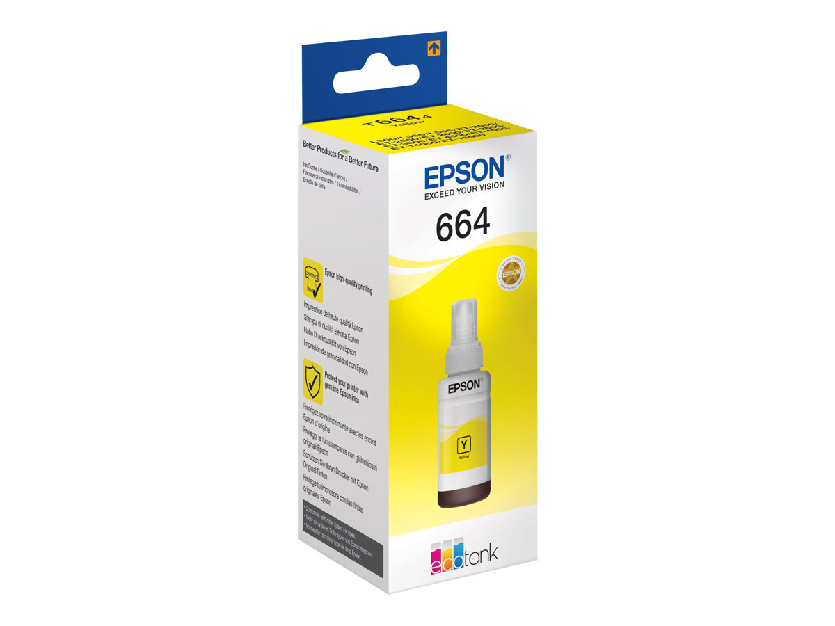 Epson T6644 - 70 ml - amarelo - original - recarga de tinta - para EcoTank ET-14000, ET-16500, ET-2500, ET-2550, ET-2600, ET-2650, ET-3600, ET-4500, ET-4550