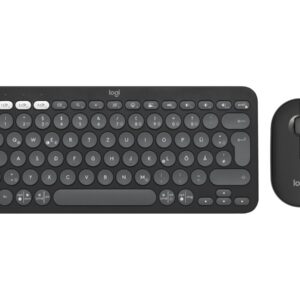 Logitech Pebble 2 Combo - Conjunto de teclado e rato - sem fios - Bluetooth LE - QWERTY - Reino Unido - grafite tonal