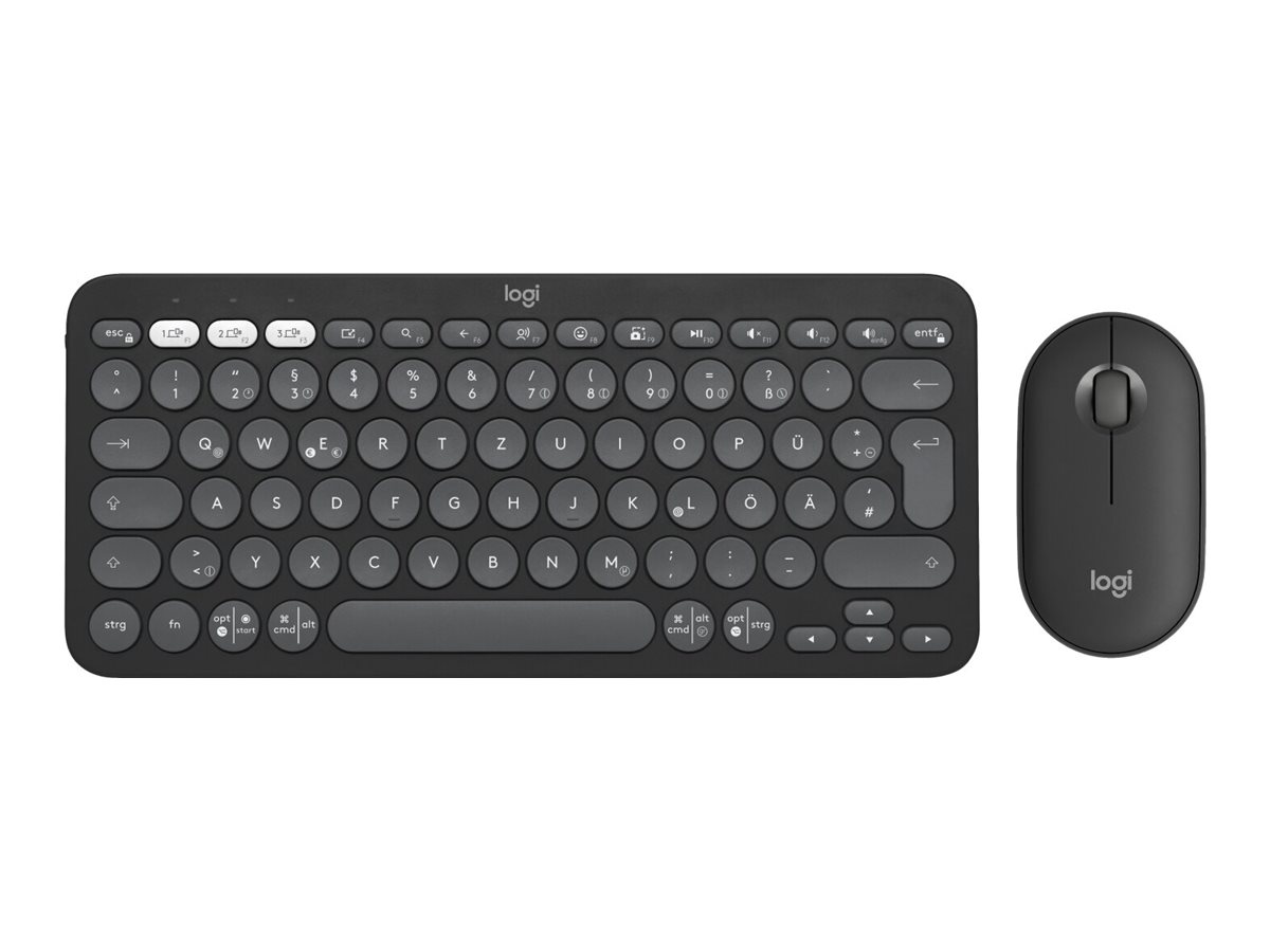 Logitech Pebble 2 Combo - Conjunto de teclado e rato - sem fios - Bluetooth LE - QWERTY - Reino Unido - grafite tonal