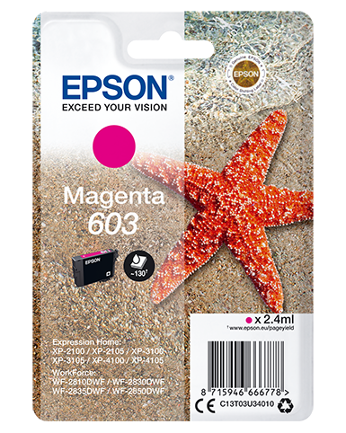 Epson 603 - 2.4 ml - magenta - original - blister - tinteiro - para Expression Home XP-2150, 2155, 3150, 3155, 4150, 4155, WorkForce WF-2820, 2840, 2845, 2870