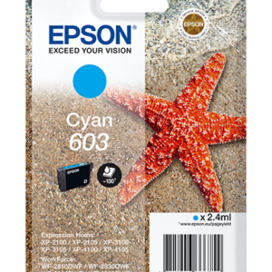 Epson 603 - 2.4 ml - azul cyan - original - blister - tinteiro - para Expression Home XP-2150, 2155, 3150, 3155, 4150, 4155, WorkForce WF-2820, 2840, 2845, 2870