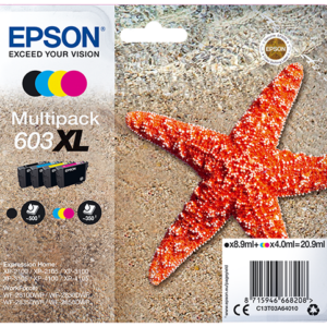 Epson 603XL Multipack - Pack de 4 - XL - preto, amarelo, azul cyan, magenta - original - blister com RF/alarme acústico - tinteiro - para Expression Home XP-2150, 2155, 3150, 3155, 4150, 4155, WorkForce WF-2820, 2840, 2845, 2870
