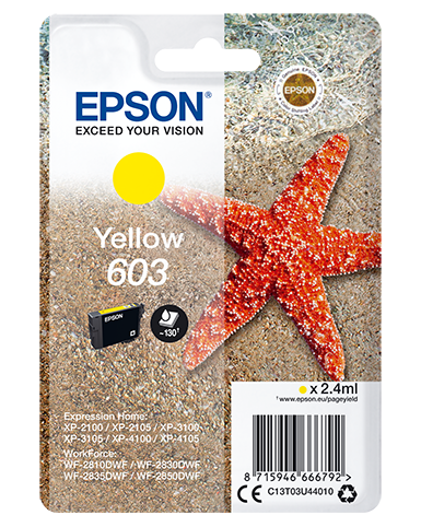 Epson 603 - 2.4 ml - amarelo - original - blister - tinteiro - para Expression Home XP-2150, 2155, 3150, 3155, 4150, 4155, WorkForce WF-2820, 2840, 2845, 2870