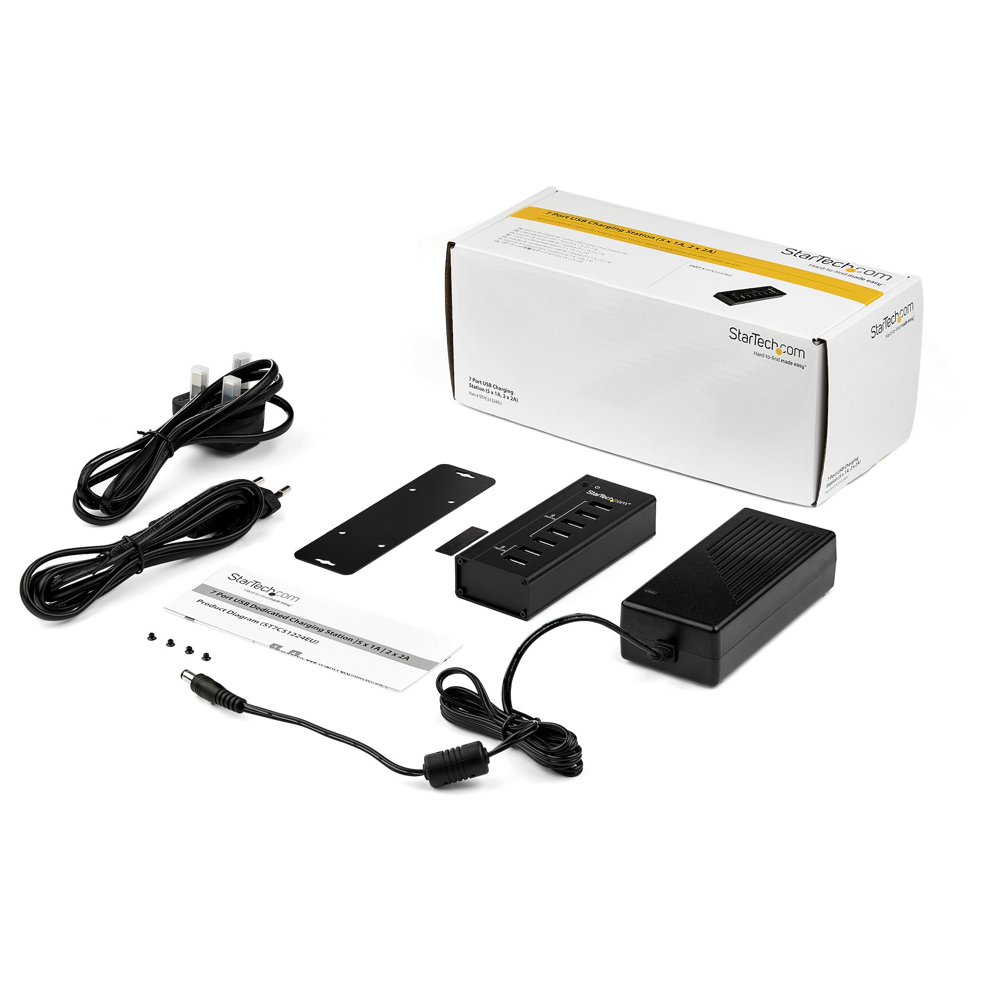 StarTech.com 7 Port USB Charging Station with 5x 1A Ports and 2x 2A Ports - Faixa de carregamento + adaptador de energia AC - 5 A - 7 conectores de saída (USB) - preto - Image 4