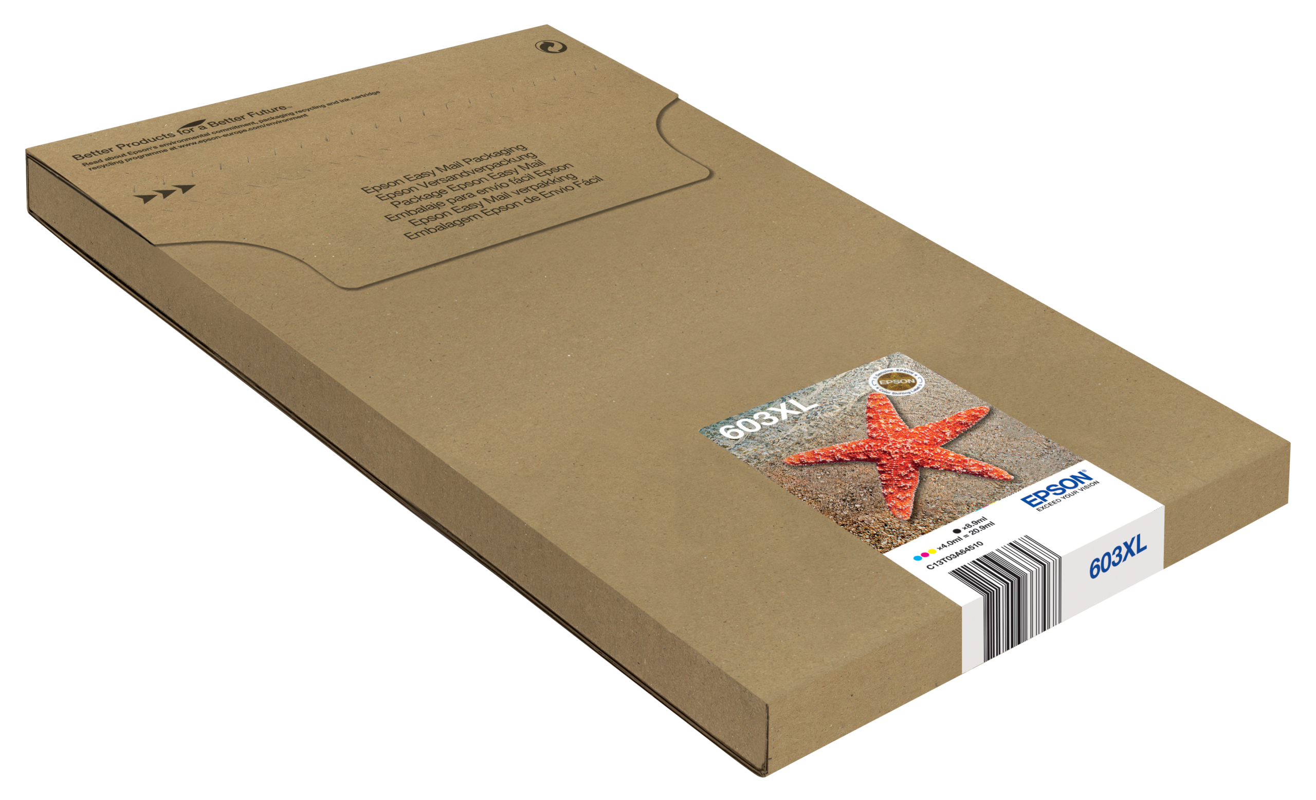 Epson 603XL Multipack Easy Mail Packaging - Pack de 4 - XL - preto, amarelo, azul cyan, magenta - original - blister - tinteiro - para Expression Home XP-2150, 2155, 3150, 3155, 4150, 4155, WorkForce WF-2820, 2840, 2845, 2870