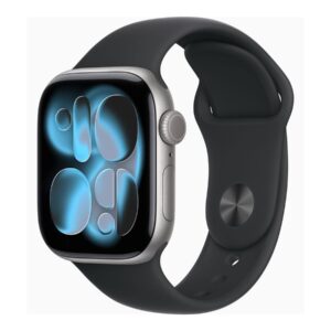 Apple Watch Series 11 (GPS + Cellular) - 42 mm - alumínio cinzento espaço - relógio inteligente Com banda de desporto - fluoroelastómero - preto - tamanho da banda: M/L - 64 GB - LTE, Wi-Fi 4, UWB, Bluetooth - 5G - 29.7 g