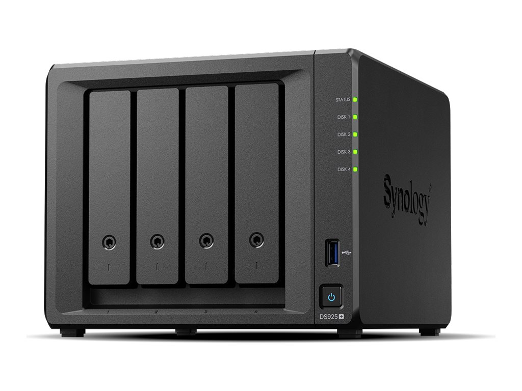 Synology Disk Station DS925+ - Servidor NAS - 4 baias - SATA-600 / NVMe - HDD - RAID (expansão de disco rígido) JBOD, 0, 1, 5, 6, 10 - RAM 4 GB - 2.5 Gigabit Ethernet - iSCSI assistência