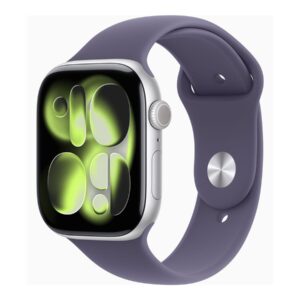 Apple Watch Series 11 (GPS) - 46 mm - alumínio prata - relógio inteligente Com banda de desporto - fluoroelastómero - neblina roxa - tamanho da banda: S/M - 64 GB - Wi-Fi 4, UWB, Bluetooth - 37.8 g