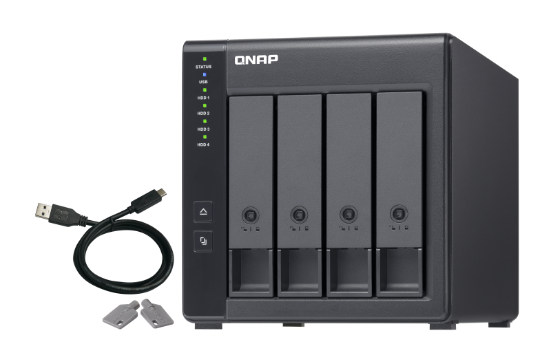 QNAP TR-004 - Matriz de disco rígido - 0 TB - 4 baias (SATA-300) - USB 3.2 Gen 1 (externo)