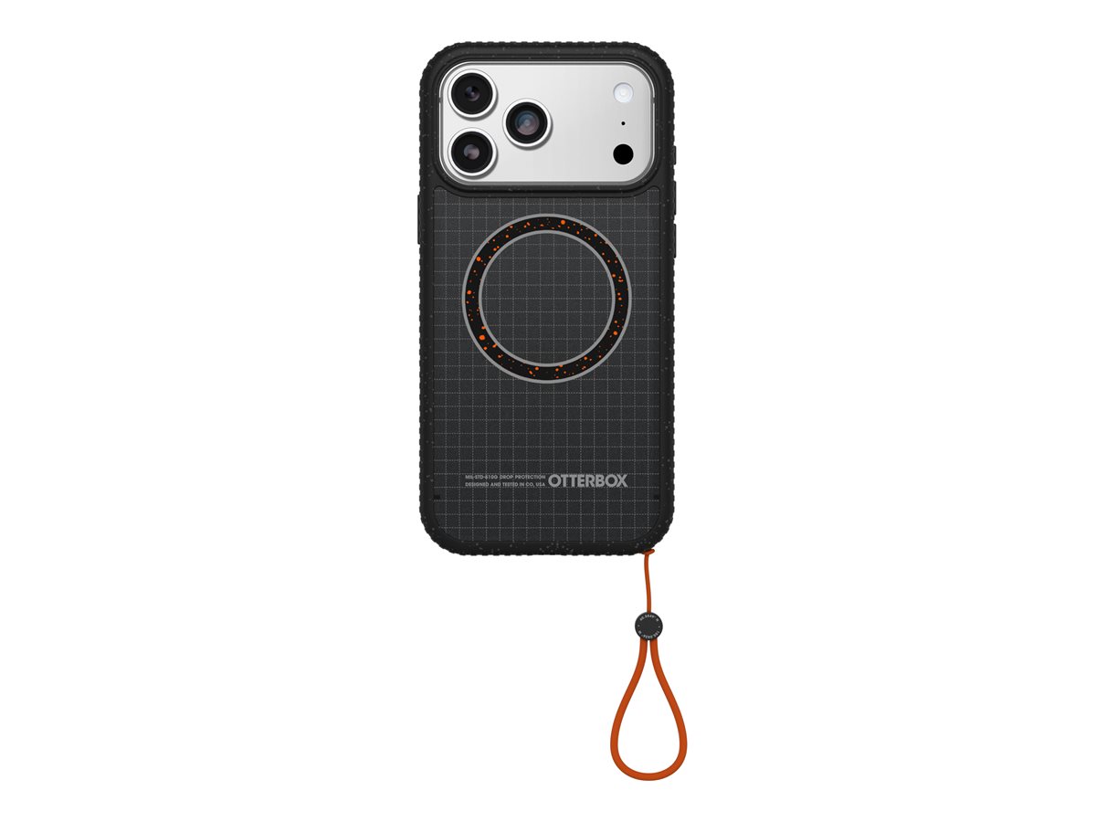 OtterBox Sole Series - Tampa posterior para telemóvel - compatibilidade MagSafe - policarbonato, tecido de nylon, elastómero termoplástico (TPE), íman - circuito da meia-noite (preto) - para Apple iPhone 17 Pro Max