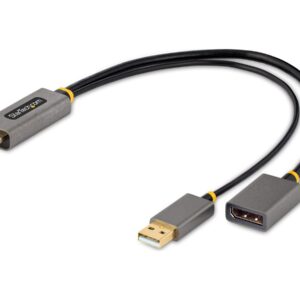 StarTech.com 1ft (30cm) HDMI to DisplayPort Adapter, Active 4K 60Hz HDMI Source to DP Monitor Adapter Cable, USB Bus Powered, HDMI 2.0 to DisplayPort Converter for Laptops/PC - Supports HDR and Ultrawide Displays (128-HDMI-DISPLAYPORT) - Cabo adaptad