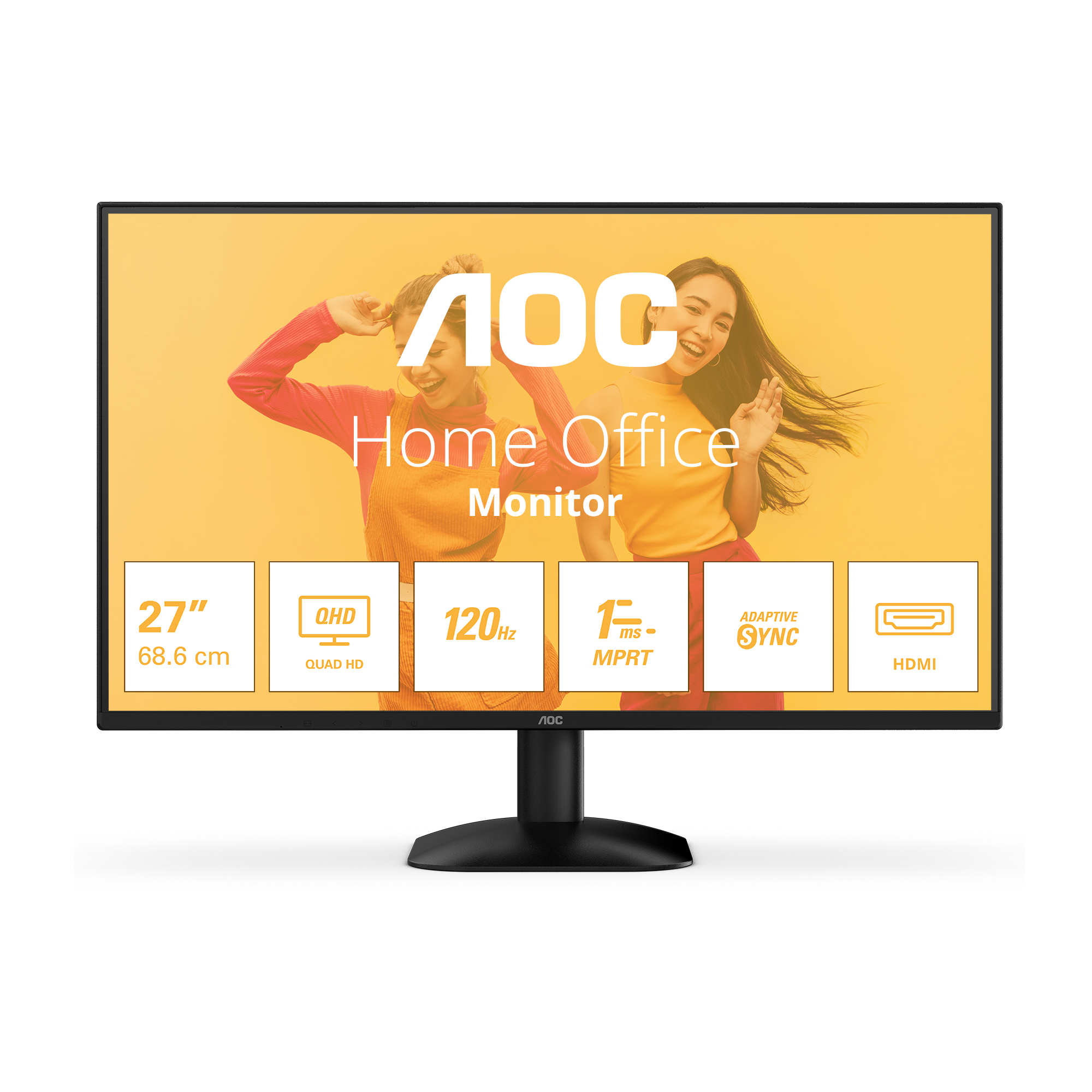 AOC Basic-line Q27B35S3 - Monitor LED - 27" - 2560 x 1440 QHD @ 120 Hz - IPS - 300 cd/m² - 1500:1 - 1 ms - HDMI, DisplayPort - preto