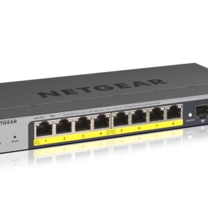 NETGEAR Smart GS110TPv3 - Interruptor - inteligente - 8 x 10/100/1000 (PoE) + 2 x SFP - desktop, montável na parede - PoE+ (55 W) - alimentação DC