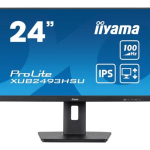 iiyama ProLite XUB2493HSU-B7 - Monitor LED - 24" - 1920 x 1080 Full HD (1080p) @ 100 Hz - IPS - 250 cd/m² - 1300:1 - 1 ms - HDMI, DisplayPort - altifalantes - preto opaco