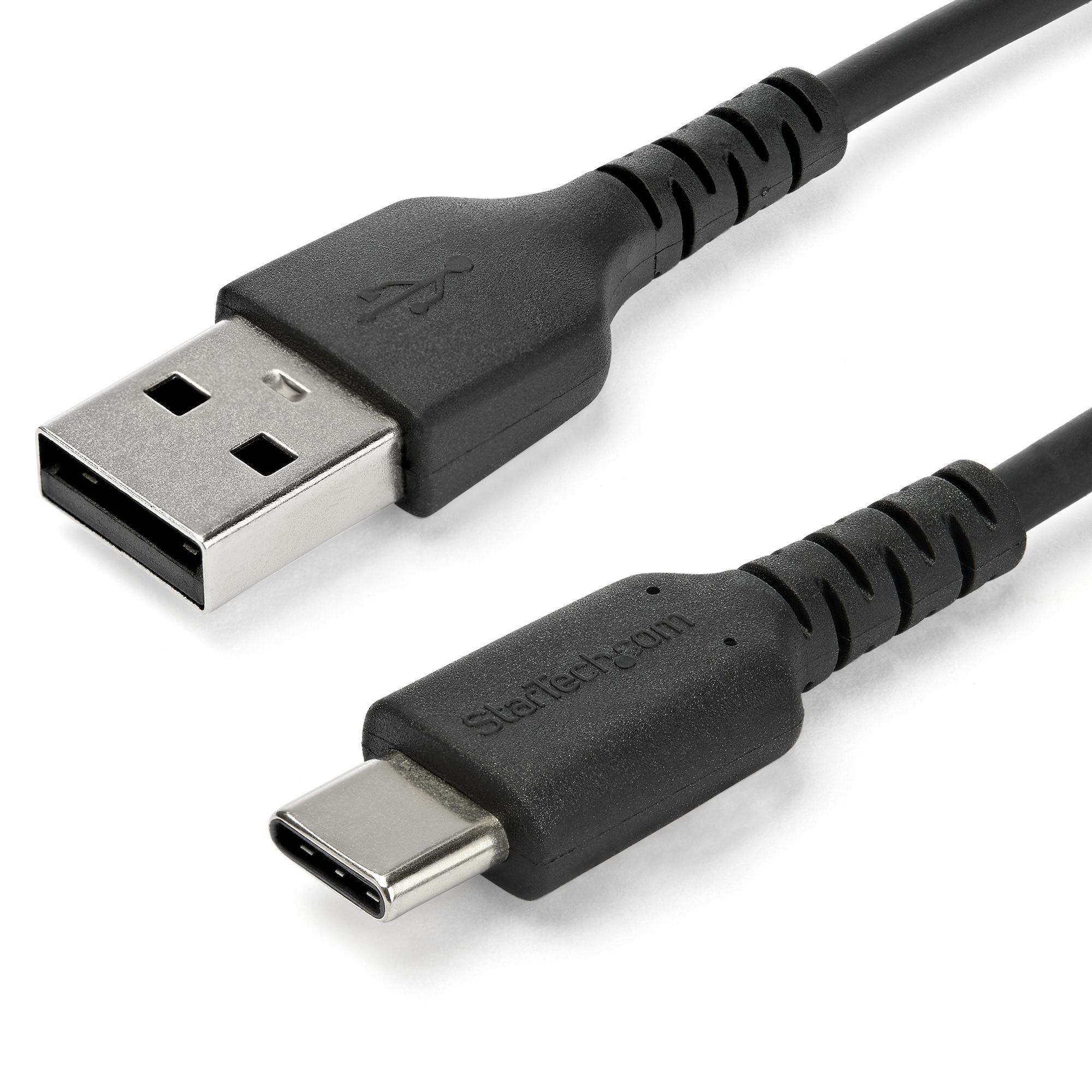 StarTech.com 2m USB A to USB C Charging Cable, Durable Fast Charge & Sync USB 2.0 to USB Type C Data Cord, Rugged TPE Jacket Aramid Fiber M/M 3A Black, Samsung S10, S20, iPad Pro, Pixel - Heavy Duty and Rugged - Cabo USB - USB (M) reto para USB-C (M)