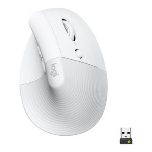 Logitech Lift for Business - Rato vertical - ergonómico - 6 botões - sem fios - Bluetooth, 2.4 GHz - recetor USB Logitech Logi Bolt - branco sujo