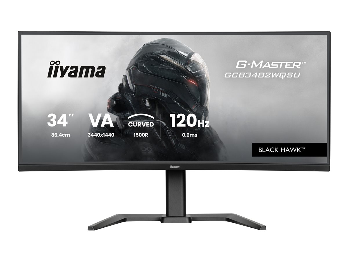 Iiyama GCB3482WQSU-B1 - Monitor LED - gaming - curvo - 34" - 3440 x 1440 WQHD @ 120 Hz - VA - 500 cd/m² - 3000:1 - 0.6 ms - 2xHDMI, DisplayPort - altifalantes
