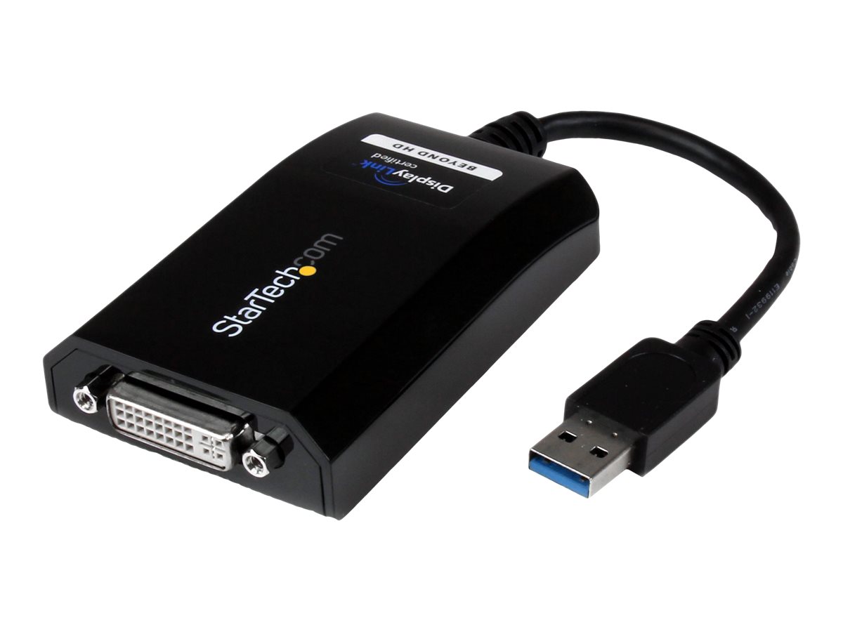 StarTech.com USB 3.0 to DVI / VGA Adapter - 2048x1152 - External Video & Graphics Card - Dual Monitor Display Adapter Cable - Supports Mac & Windows (USB32DVIPRO) - Adaptador USB/DVI - USB Tipo A (M) para DVI-I (F) - USB 3.0 - 15.2 cm - suporte 2048